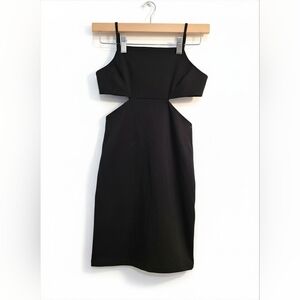 TWIIN Black Cut-Out Midi Dress | XS | Strappy Minimalist | NWT